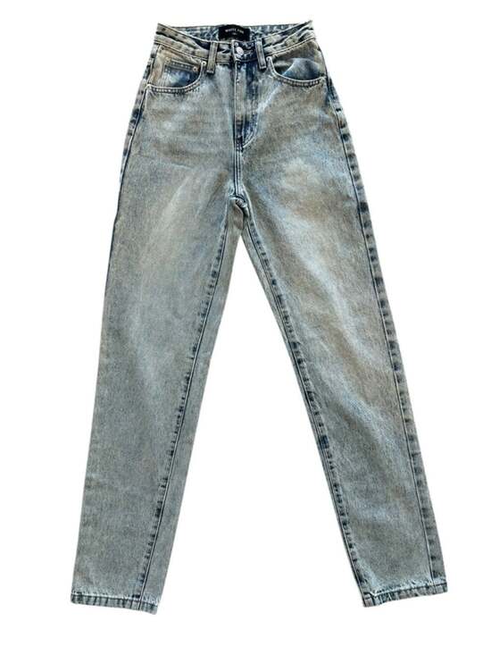 White Fox Boutique Denim - White Fox 100% Cotton 90s Retro Grunge Edgy Acid Wash Straight Leg Jeans-XXS